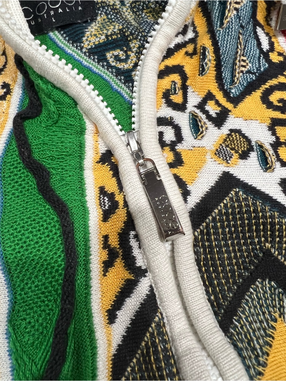 COOGI OG Multicolor Patterned Cotton Knitted Zip-Up Hoody Jacket Large - Picture 7 of 10